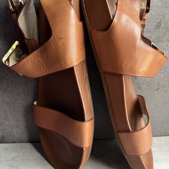 Michael Kors Tan Brown Strappy Leather Sandals Size 7.5 M - Picture 7 of 12